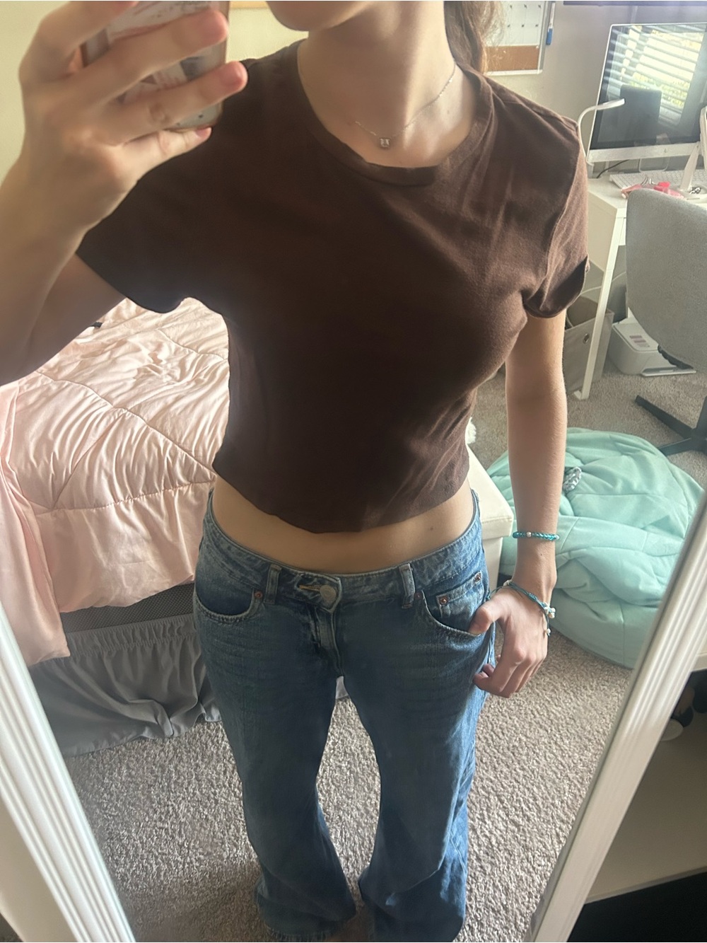 Ambiance Chocolate Brown Crop Tee - Short Sleeve Crew